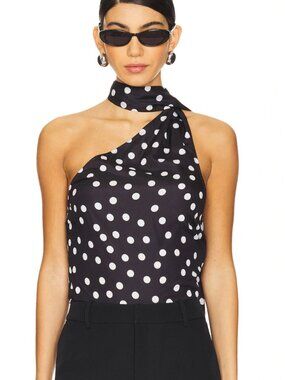 MORE TO COME Rialta top - size M - polka dot one-shoulder top